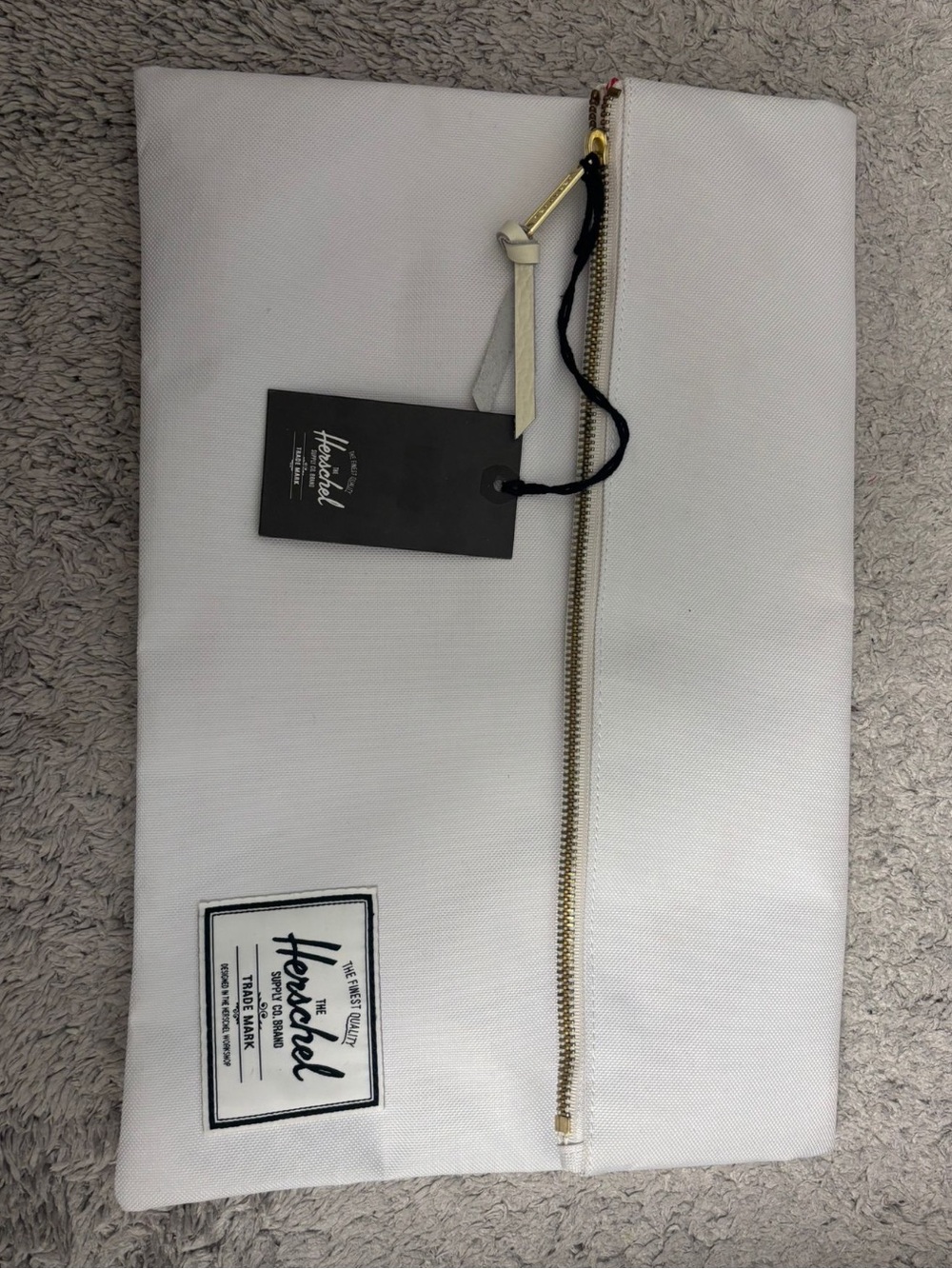 Herschel White Canvas Zip Pouch